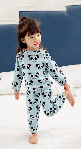 Pijamale de toamna pentru fete in doua parti in albastru si portocaliu