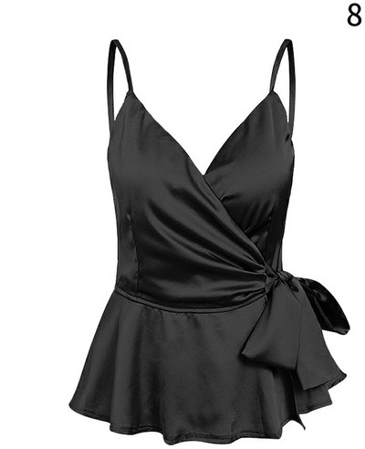 Stílusos női felső, vékony pántokkal és nyakkendőkkel több színben