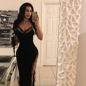 Rochie de dama cu fanta si dantela in negru si rosu