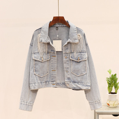 Geaca de dama din blugi cu pietre albastre