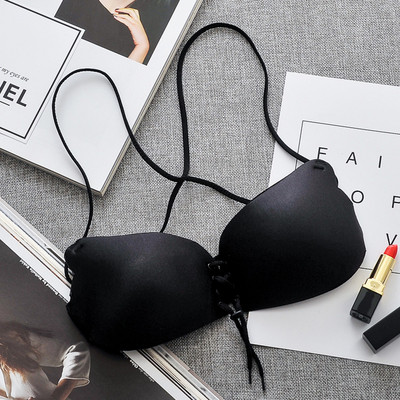 Sutien de dama modern cu cravate in negru si bej