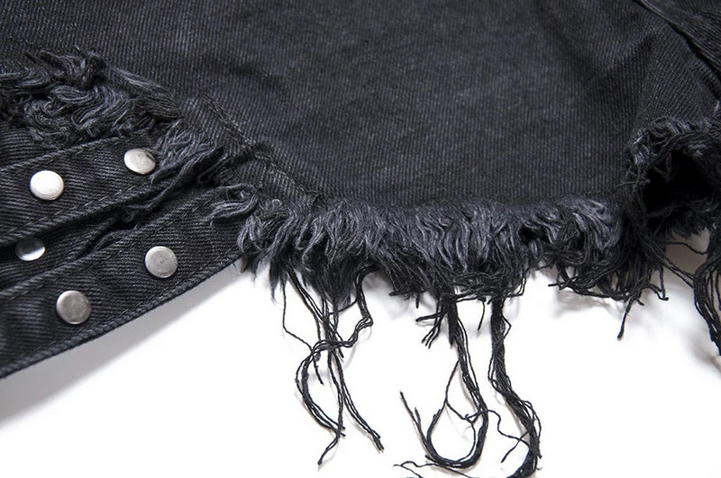 Pantaloni scurți de blugi cu elemente metalice în negru și albastru