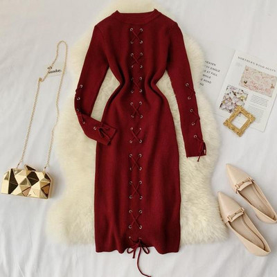 Rochie de dama moderna model Slim cu cravate in diferite culori