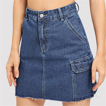 Alkalmi női farmerszoknya zsebbel