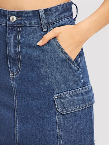 Alkalmi női farmerszoknya zsebbel