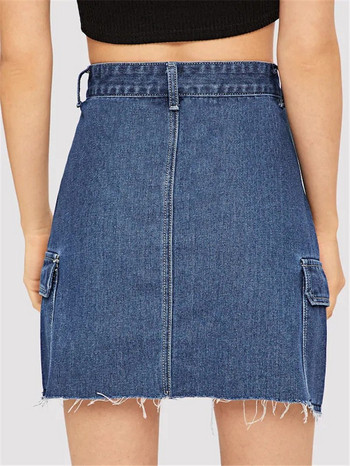 Alkalmi női farmerszoknya zsebbel