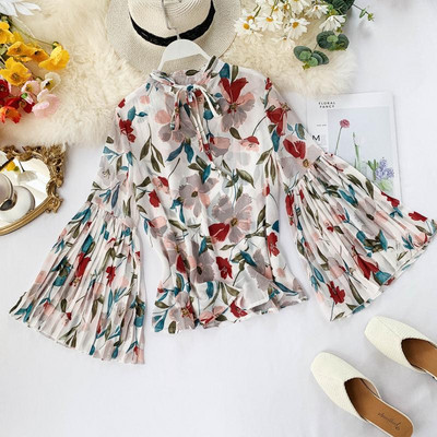 Új modell virágmintás, széles ujjú női ing több színben