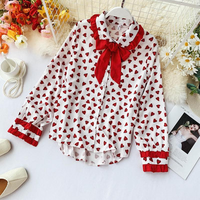 Cămașă de damă cu panglică și inimioare în mai multe culori