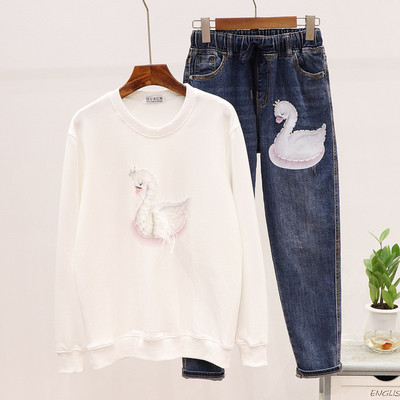 Set de dama de toamna care include bluza si blugi in trei culori