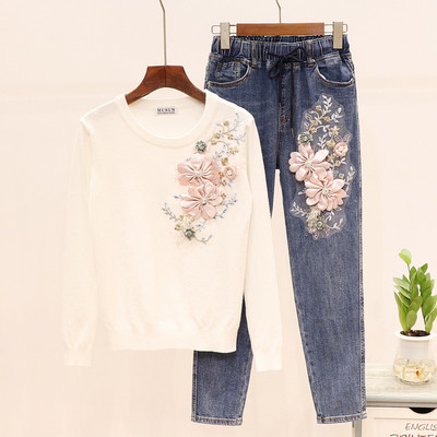 Modern női kétrészes szett 3D dekorációval több színben