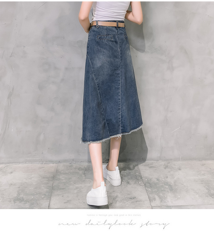 Lezser női szabású farmerszoknya kék színben