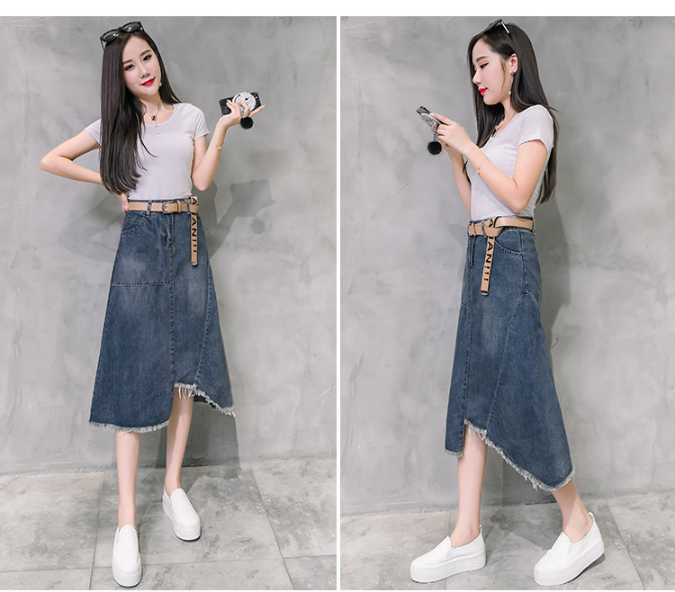 Lezser női szabású farmerszoknya kék színben