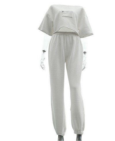 Set de dama zilnic din doua piese cu fermoar alb