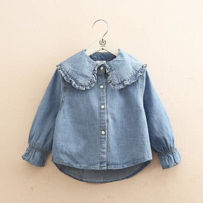 Νέο μοντέλο παιδικό μπλουζάκι denim με μπλε κουμπιά για κορίτσια