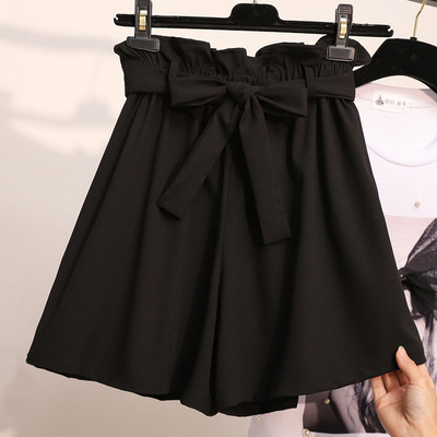 Női rövidnadrág magas derékkal, 6XL méretig fekete színben