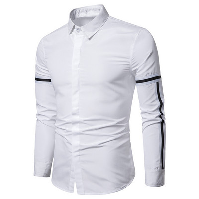 Ανδρικό πουκάμισο με άκρες σε μαύρο, κόκκινο και λευκό χρώμα