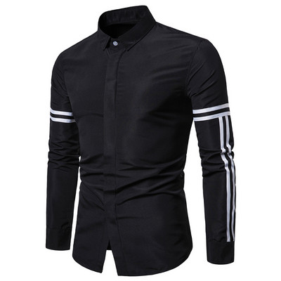 Ανδρικό πουκάμισο με άκρες σε μαύρο, κόκκινο και λευκό χρώμα