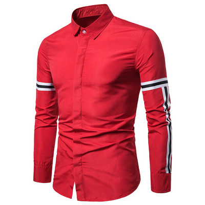 Ανδρικό πουκάμισο με άκρες σε μαύρο, κόκκινο και λευκό χρώμα