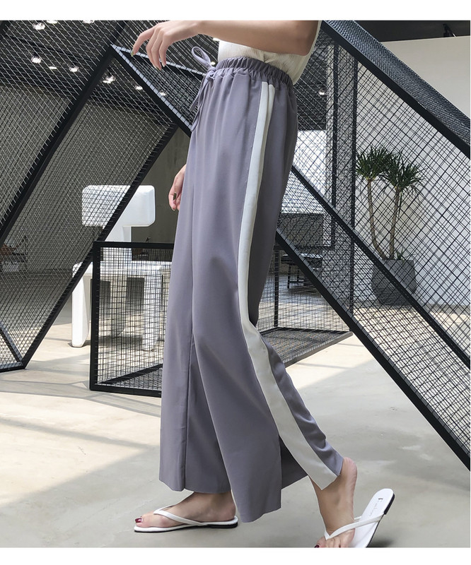 Спортен дамски панталон с еластична талия и бял кант в два цвята