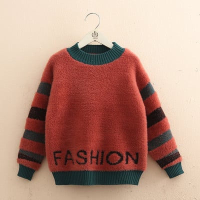 Pulover pentru copii model nou cu decolteu O pentru baieti cu broderie