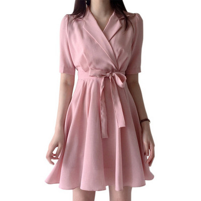 Női alkalmi ruha két színben - rózsaszín és piros