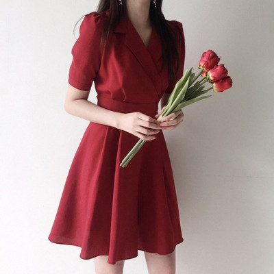 Női alkalmi ruha két színben - rózsaszín és piros