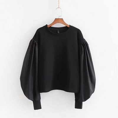 Bluză de damă modernă cu mâneci largi de culoare neagră