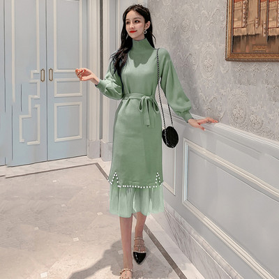 Rochie eleganta de dama cu perle decorative si tul