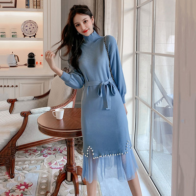 Rochie eleganta de dama cu perle decorative si tul