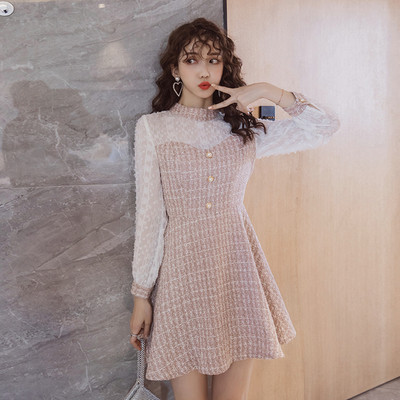 Rochie scurta de dama moderna - model decupat cu maneci lungi