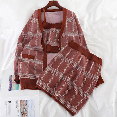 Set modern pentru femei din trei părți în negru și roșu