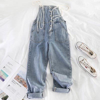 Model nou de salopetă din denim cu bretele subțiri