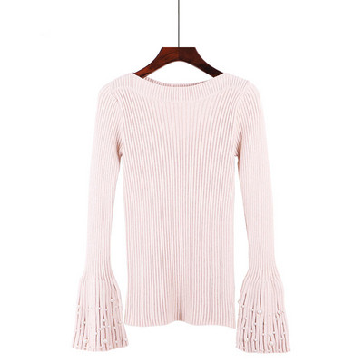 Γυναικείο πουλόβερ με μανίκι λωτού και πέρλες σε διάφορα χρώματα