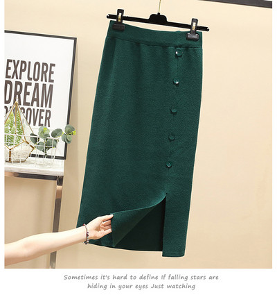 Fusta lunga de dama cu talie inalta si nasturi in trei culori