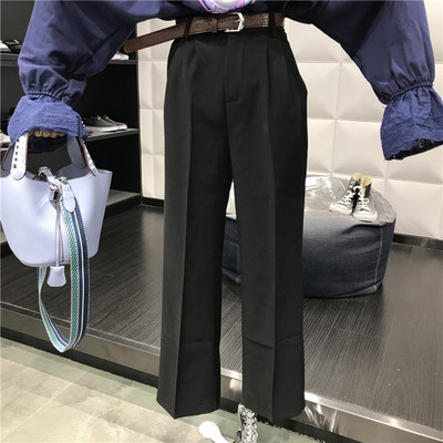 Стилен дамски панталон прав модел с висока талия в три цвята