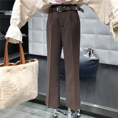 Стилен дамски панталон прав модел с висока талия в три цвята