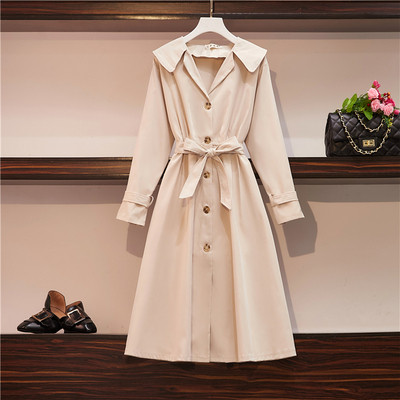 Μακρύ γυναικείο φθινοπωρινό μπουφάν σε μαύρο και μπεζ χρώμα - μεγέθη μέχρι μεγέθη 4XL