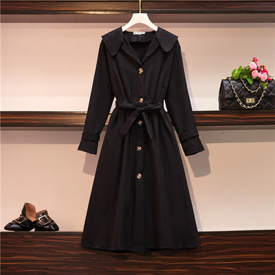 Μακρύ γυναικείο φθινοπωρινό μπουφάν σε μαύρο και μπεζ χρώμα - μεγέθη μέχρι μεγέθη 4XL