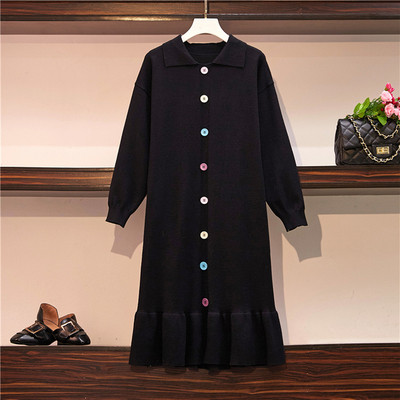 Casual  γυναικείο φόρεμα με χρωματιστά κουμπιά σε μαύρο και πράσινο χρώμα