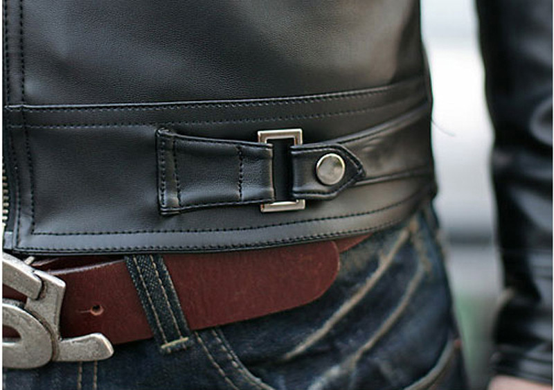 Modern férfi bőrdzseki Karcsú modell fekete színben