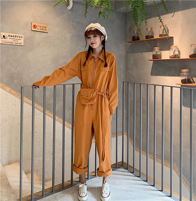 Γυναικεία casual ολόσωμη φόρμα με φερμουάρ σε τρία χρώματα