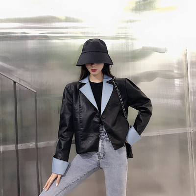 Női alkalmi bőrkabát fekete és barna színben