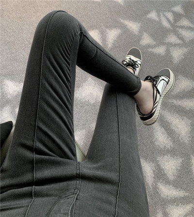 Blugi casual de dama Model slim de culoare gri