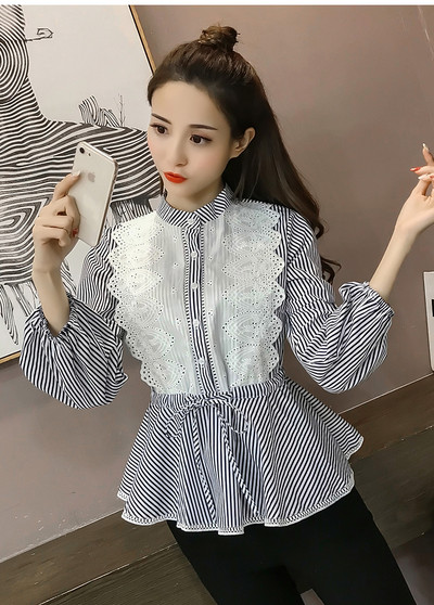 Női top ing két színben, nyakkendővel