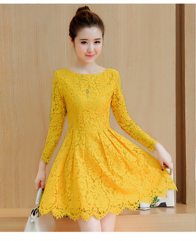 Női csipkeruha, hosszú ujjú, különböző színekben