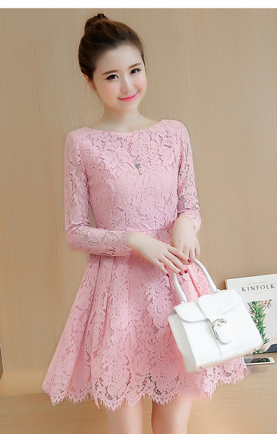 Női csipkeruha, hosszú ujjú, különböző színekben