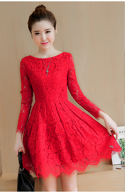 Női csipkeruha, hosszú ujjú, különböző színekben