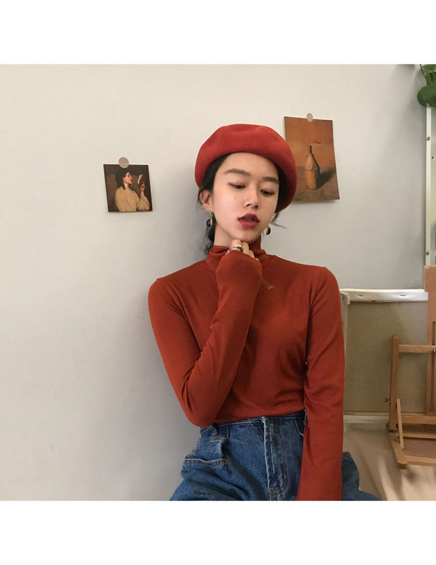 Bluza casual dama in patru culori cu guler inalt