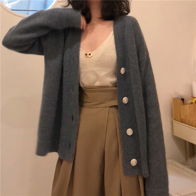 Női rövid kardigán két színben, gombokkal