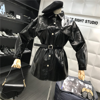 Új modell női bőrkabát övvel több színben